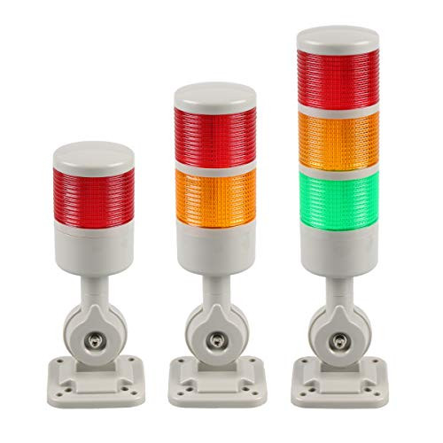 LUBAN Led Signal Tower Stack Lights, Industrial Signal Warning Lights, Column Tower Lamp Andon Lights with Rotatable Base, Steady/Flashing Light Switchable, 24V 12V DC (1-Level, with Buzzer)