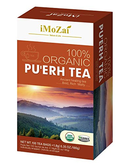 Imozai Organic Puerh Tea Bags 100 Count Individually Wrapped Imozai Organic Puerh Tea Bags 100 Count Individually Wrapped