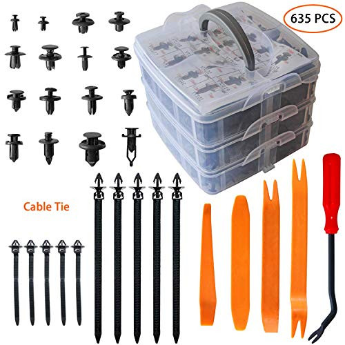 Bumper Retainer Clips Car Plastic Rivets Fasteners Push Retainer Kit Most Popular Sizes Auto Push Pin Rivets Set -Door Trim Panel Fender Clips for GM Ford Toyota Honda Chrysler (675)