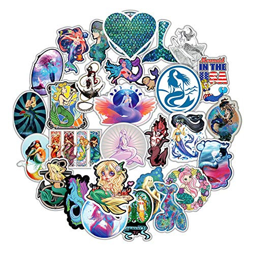 Water Bottle Stickers Mermaid 50 Pcs Laptop Stickers Pack Decals for Water Bottle Laptops Ipad Cars Luggages