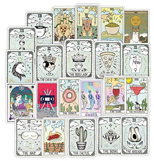 Water Bottle Tarot Stickers Laptop Astrology Stickers Divination Stickers Pack 50 Pcs Decals for Water Bottle Laptops Ipad Cars Luggages