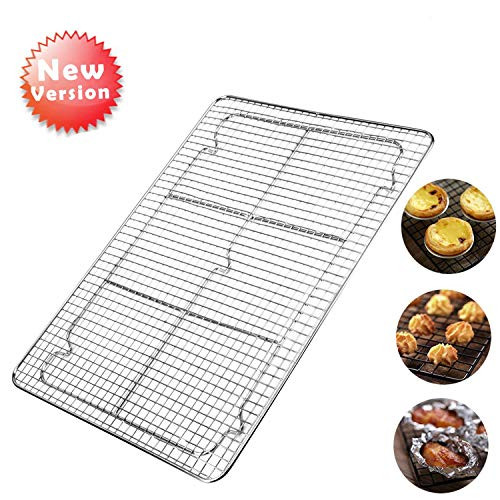Cooling Racks For Baking Bakeable Nonstick Baking Rack Oven Safe Stainless Steel Cooling Rack for Cooking Roasting Grilling 12 x 17 Inches Fits Half Sheet Cookie Pan