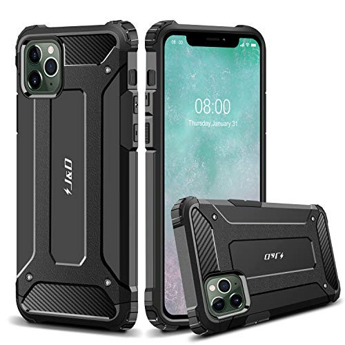 J&D Case Compatible for iPhone 11 Pro Max Case, Heavy Duty [ArmorBox] [Dual Layer] Shock Resistant Hybrid Protective Rugged Case for iPhone 11 Pro Max Case - [Not for iPhone 11/11 Pro] - Black