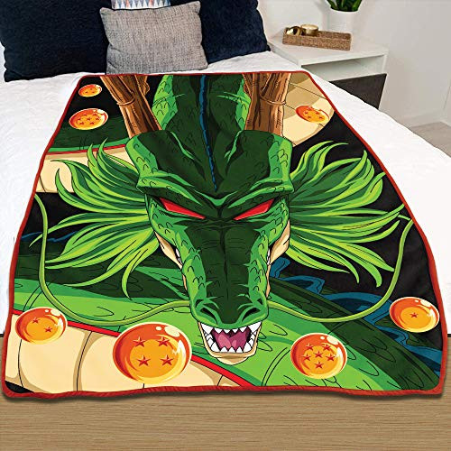 JUST FUNKY Dragon Ball Super Shenron Dragon Blanket [Black, Orange, Green 45 x 60] DBS Blanket for Bed, DBZ Plush Throw Fleece Comforter, Anime Bedding for Kids and Adults (Officially Licensed)