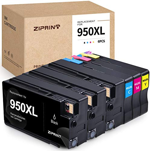 ZIPRINT Compatible Ink Cartridge Replacement for HP 950 951 XL 950XL 951XL use with HP OfficeJet Pro 8600 8610 8620 8100 8630 8660 8640 8615 8625 276DW 251DW 271DW Printer (6-Pack)