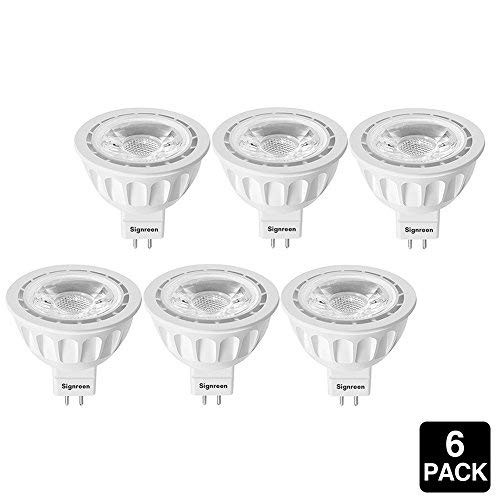 SIGNREEN MR16 LED Light Bulbs 5W, 3000K Soft White, GU5.3 Base, 50W Halogen Replacement, Non-dimmable, 40 Degree, 6 Pack