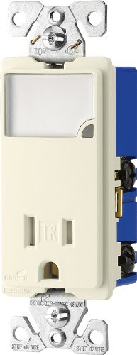 Eaton TR7735LA 3-Wire Receptacle Combo Nightlight with Tamper Resistant 2-Pole, Light Almond