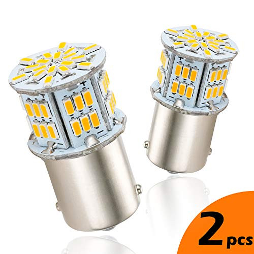 LUMENEX 1156 LED Bulbs 54SMD Super Bright BA15S P21W 7506 1141 LED Replacement Bulbs for RV Camper Trailer Boat Interior Indoor Lights Car Turn Signal Light 3500K Amber 12V 24V 2PCS