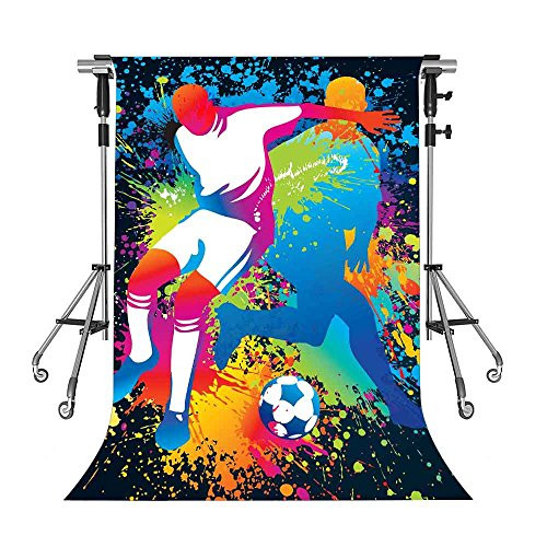 Colored Drawing Backdrop Soccer Ball Photography Background Themed Party Photo Booth Facebook YouTube Backdrop MEETSIOY 5x7ft NANMT1133