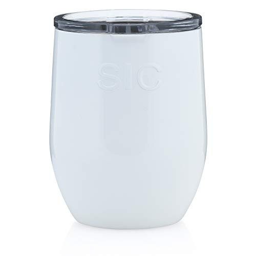 Seriously Ice Cold SIC 16 Oz. Stemless Wine Tumbler Mug, Double Wall Vacuum Insulated 18/8 Stainless Steel | Powder Coated with Splash Proof BPA Free Lid | Wine and Cocktails!