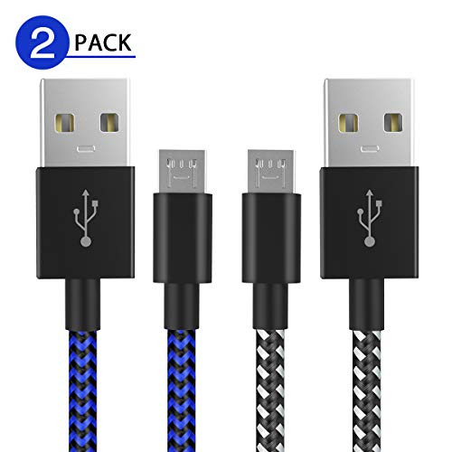 PS4 Controller Charger Charging Cable 10ft 2 Pack Nylon Braided Extra Long Micro USB 2.0 High Speed Data Sync Cord Compatible for Playstaion 4, PS4 Slim/Pro, Xbox One S/X Controller, Android Phones