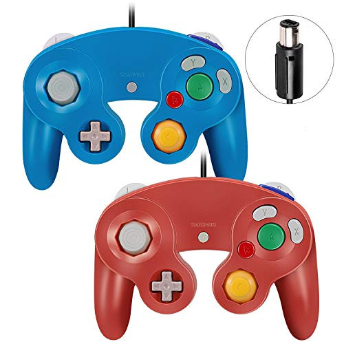 VOYEE Gamecube Controller - 2 Pack Classic Wired Controllers Gamepad for Nintendo Wii Gamecube (Blue & Red)