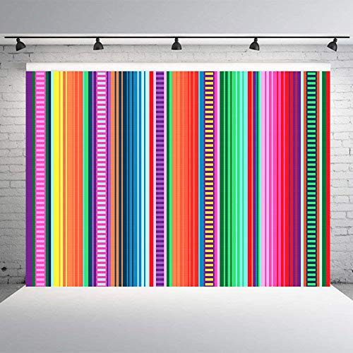 Qian Color Stripe Photography Backdrops Birthday Mexican Fiesta Theme Party Wedding Decoration Photo Studio Props Background Vinyl Banner 7x5ft