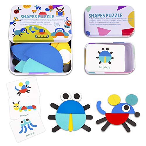 Wooden Pattern Blocks Animals Jigsaw Shape Fun Puzzle for Hours, Montessori Educational Toys, Learn Sorting & Stacking for Kids Toddlers, Boys and Girls (36 Geometric Shapes Pieces & 60 Design Cards) Wooden Pattern Blocks Animals Jigsaw Shape Fun Puzzle for Hours, Montessori Educational Toys, Learn Sorting & Stacking for Kids Toddlers, Boys and Girls (36 Geometric Shapes Pieces & 60 Design Cards)