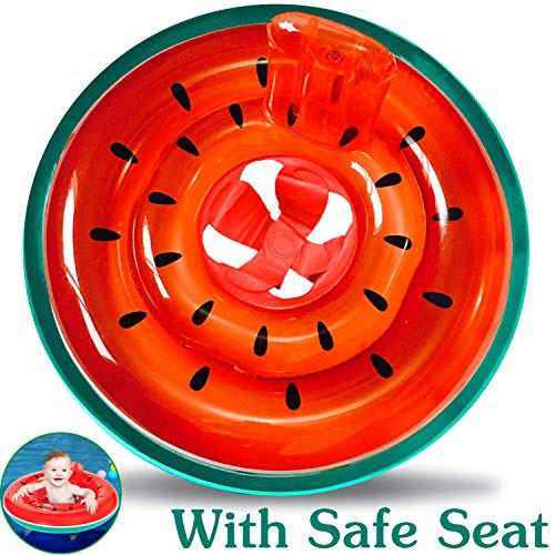 TURNMEON Baby Swimming Pool Float, Safety Seat Swim Ring for Infant Toddlers Swimming Pool Floats Baby Pool Ring Inflatable Watermelon Baby Floatie with Skin-Friendly PVC(8-36 Months)