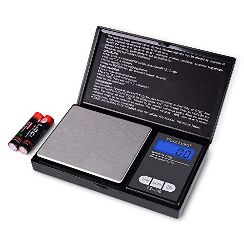 Fuzion Digital Pocket Scale, 200g/0.01g Mini Scale Gram and Ounce, Portable Travel Food Scale, Jewelry Scale with Back-Lit LCD, Stainless Steel, Tare, Battery Included Fuzion Digital Pocket Scale, 200g/0.01g Mini Scale Gram and Ounce, Portable Travel Food Scale, Jewelry Scale with Back-Lit LCD, Stainless Steel, Tare, Battery Included