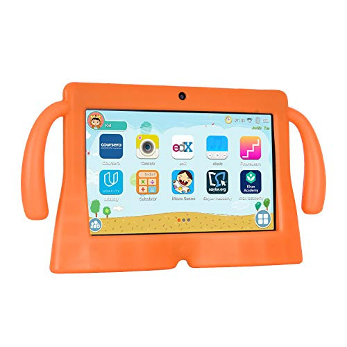 Xgody 7 Inch HD Android Kids Tablet for Kids Internet Class Quad Core Android 8.1 1GB RAM 16GB ROM Touch Screen with WiFi Pre-Loaded 3D Game Dual Camera Orange