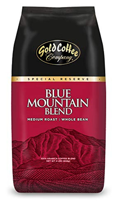 Gold Coffee Company Blue Mountain Blend Whole Medium Roast, Whole Beans, 2 lb Bag (908g) Gold Coffee Company Blue Mountain Blend Whole Medium Roast, Whole Beans, 2 lb Bag (908g)