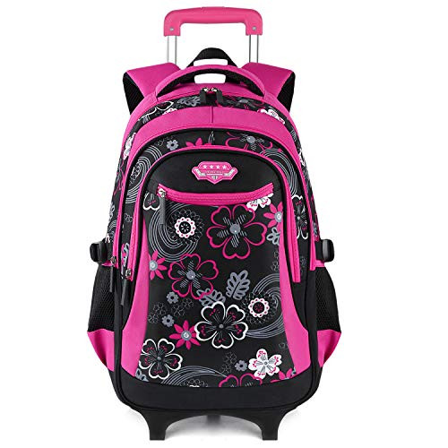 Fanspack Rolling Backpack for Girls Backpack with Wheels kids Rolling Bookbag School Roller Backpack Waterproof Backpack