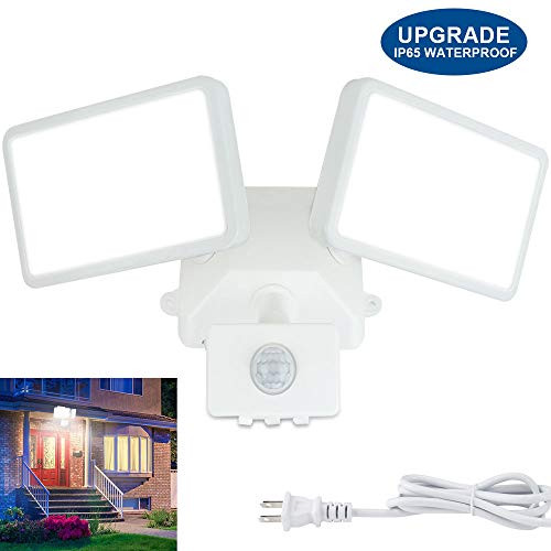 DLLT LED Motion Sensor Security Flood Light Outdoor-20W Pir Sensor Wall Lamp Fixture Waterproof Spot Lights for Garage Yard Garden Lighting Daylight with US Plug in, 2 Adjustable Heads, Super Bright DLLT LED Motion Sensor Security Flood Light Outdoor-20W Pir Sensor Wall Lamp Fixture Waterproof Spot Lights for Garage Yard Garden Lighting Daylight with US Plug in, 2 Adjustable Heads, Super Bright
