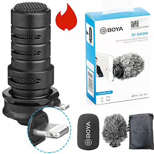 Cardioid Lightning Microphone for iPhone X Vlog, BOYA DM200 Digital MFI Lightning Mic with Superb Sound for iPhone 11 8 7 7plus iPad iPod Touch iOS Recording YouTube Video Vblog Livestream