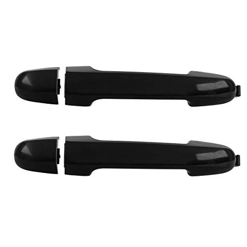 AUTEX Door Handle 2pcs Black Exterior (Rear Left + Front Rear Right) Driver Passenger Side Compatible with Elantra 2006 2007 2008 2009 2010 80697