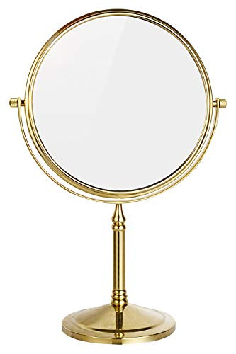 DOWRY 8-Inch Tabletop Swivel Vanity Magnifying Mirror 10x Magnification,Gold Finish, Copper, Double Sided 2202J(10x)