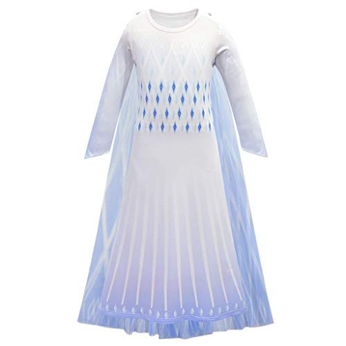 CosplayDiy Girl's Princess Inspired Snow Queen Elsa Party Cosplay Costume Dress Age 3+ (White Dress Only, 120)
