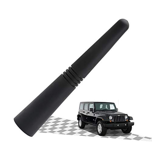 Elitezip Replacement Antenna for Jeep JK Wrangler 2007-2019 | 3.5 inches Optimized AM/FM Reception Flexible Rubber Antenna - Black