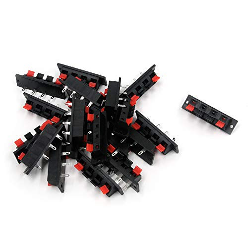 FarBoat 20Pcs WP4-7 Speaker Terminal Block Clip Stereo Speaker Terminal Strip Board Connector Spring Jointing Clamp 4 Positions 4 Pins