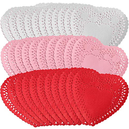 Chuangdi Heart Doilies Heart Paper Doilies Mini Valentine Doilies for Valentine's Day Wedding Party Decoration Ornaments (500 Pieces)