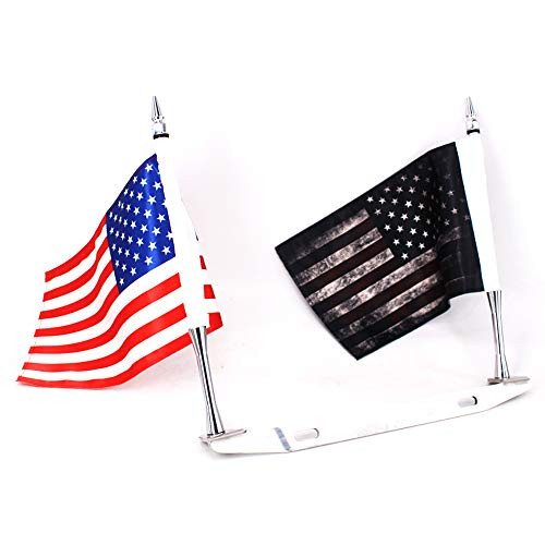 GUAIMI License Plate Mounted Double Flag Holder Double Motorcycle Flags (The American Flag & Dark American Flag)