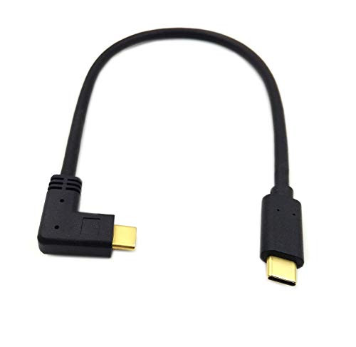 Poyiccot 90 Degree USB C to USB C Cable 1Feet, Right & Left Angled 90 Degree USB 3.1 Type-C Male to Male Fast Charging Cable for Laptop & Tablet & Mobile Phone (USB C Right M/M)