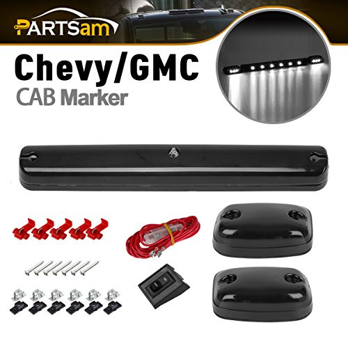 Partsam 3X Smoke/White 12LED Cab Marker Roof Running Top Lights Assembly + Wire Harness Compatible with Silverado/Sierra 1500 2500 2500HD 3500 3500HD 2014 2500HD 3500HD 2007-2013