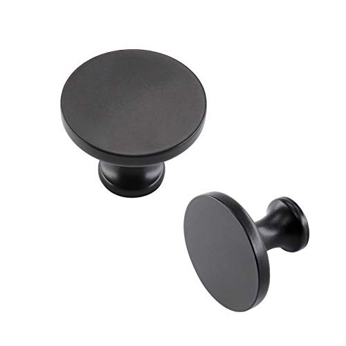 goldenwarm Black Cabinet Hardware Kitchen Cabinet Knobs - LS9189BK Matte Black Kitchen Hardware Desk Drawer Knobs Bathroom Cupboard Knobs Diameter 1.26inch, 15Pack