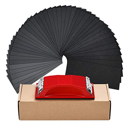 WaterLuu Wet & Dry Sandpapers 120 to 3000 Assorted Grits with Sanding Block Sander 9x3.6 Inch Sanding Sheets for Wood Furniture Finishing Glass Metal Sanding Automotive Polish Sander+42pcs Sandpapers WaterLuu Wet & Dry Sandpapers 120 to 3000 Assorted Grits with Sanding Block Sander 9x3.6 Inch Sanding Sheets for Wood Furniture Finishing Glass Metal Sanding Automotive Polish Sander+42pcs Sandpapers