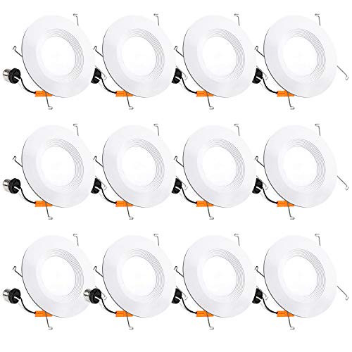 Hykolity 12 Pack 5/6 Inch LED Recessed Lighting, Baffle Trim, CRI90, 15W=100W, 1100lm, 5000K Daylight White, Dimmable Recessed Lighting, Damp Rated LED Recessed Downlight, ETL Listed