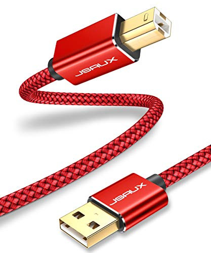 Printer Cable, JSAUX 15ft USB 2.0 Type A Male to B Male Printer Scanner Cord High Speed Compatible with HP, Canon, Lexmark, Epson, Dell, Xerox, Samsung and More (Red)