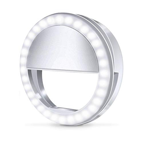 Vanjunn Clip on Selfie LED Ring Light for iPhone & Android Selfie Ring Light with 36 LEDs Rechargeable Light (White Bright)