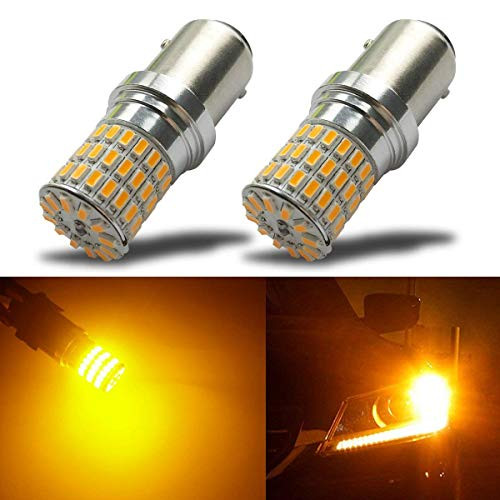 iBrightstar Newest 9-30V Extremely Bright 1157 BAY15D 2057 2357 7528 LED Bulbs Replacement for Turn Signal Blinker Lights, Amber Yellow