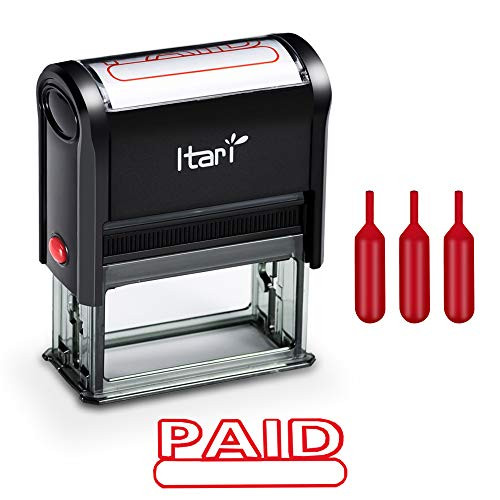 Paid Self Inking Rubber Stamp - with 3 Red Inks - for Invoices and Bills Check?More 1000 Times Work