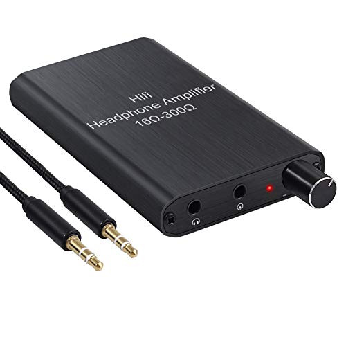 eSynic HiFi Headphone Amplifier Portable Amp 3.5mm Audio Rechargeable Earphone Amplifier 16-300? Impedance with Gain Switch and Lithium Battery for MP3 MP4 Phones Digital Players and Computers