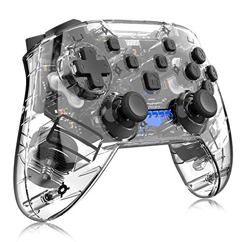 Switch Pro Controller for Nintendo Switch/Switch Lite Momen Transparent Wireless Pro Joystick Gamepad for Switch Console with 6-Axis Gyro Dual Shock (Black)