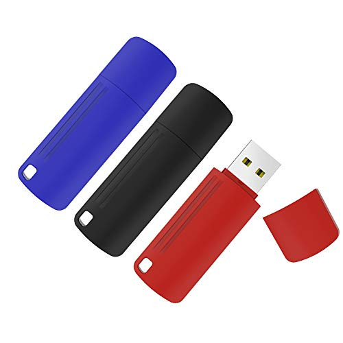 RAOYI 3 Pack 32GB USB 2.0 Flash Drive Colorful Memory Stick USB Thumb Drives Jump Drive Data Storage (32G, 3 Mix Colors: Black Blue Red)