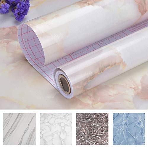 Art3d Self-Adhesive Contact Paper Countertops (200"x17.7", Marble 1, Shiny)
