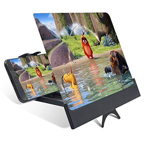 Phone Amplifier - 12'' 3D HD Phone Amplifier Screen, Phone Screen Magnifier Projector with Foldable Holder Stand for iPhone and Android Smartphones, Phone Screen Enlarger for Videos,Movies and Gaming