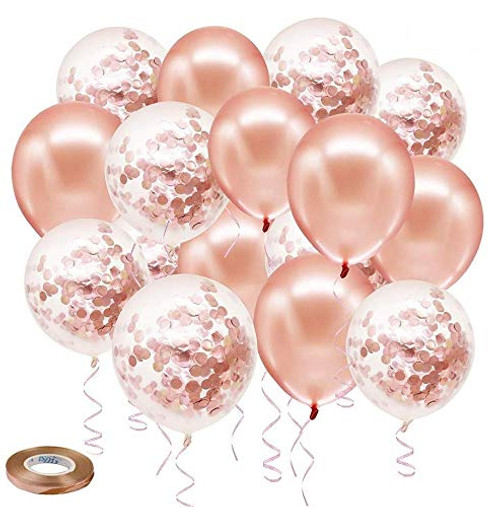 Rose Gold Confetti Latex Balloons, 50 pack 12 inch Birthday Balloons with 33 Feet Rose Gold Ribbon for Party Wedding Bridal Shower Decorations Rose Gold Confetti Latex Balloons, 50 pack 12 inch Birthday Balloons with 33 Feet Rose Gold Ribbon for Party Wedding Bridal Shower Decorations