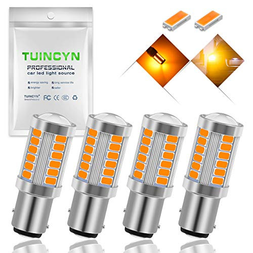 TUINCYN 1157 BAY15D LED Bulb Amber Yellow Turn Signal Light Bulb Super Bright 8000K 5630 33SMD 2057 2357 7528 2057A 1157A 2357A Tail Brake Light Back Up Reverse Light Parking Light DC 12V (Pack of 4) TUINCYN 1157 BAY15D LED Bulb Amber Yellow Turn Signal Light Bulb Super Bright 8000K 5630 33SMD 2057 2357 7528 2057A 1157A 2357A Tail Brake Light Back Up Reverse Light Parking Light DC 12V (Pack of 4)