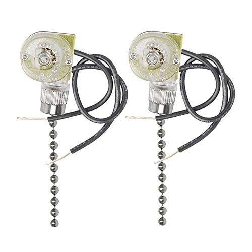 Ceiling Fan Switch ZE-109 Pull Chain Switch Fan light Pull Chain Switch Control Ceiling Fan Replacement Speed Control Switch (Nickel) 2 PACK