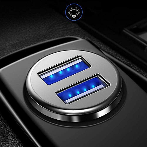 USB Car Charger,Bralon Mini 24W 4.8A Metal 2 USB Fast Car Charger Flush Fit Compatible with iPhone 11/11 Pro(Max)/Xs(Max)/X/XR/8/7/Plus,iPad Pro/Air 2/Mini,Galaxy,LG and More